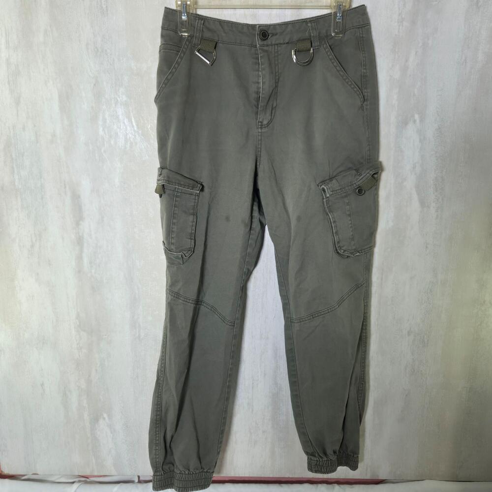 Hesperus Pants Juniors 5 Gray Cargo Twill Jogger Elastic Hem D-Ring Pockets